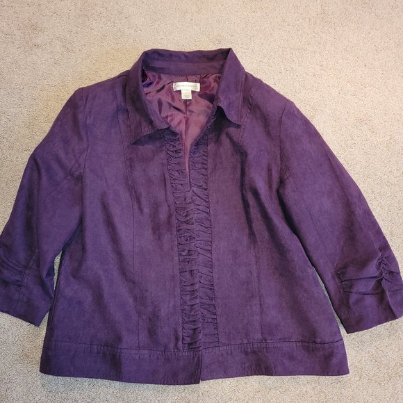 Bundle of 2 Christopher & Banks Open Front Blazers Purple Teal L - Picture 9 of 15